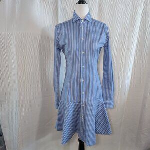 Polo Ralph Lauren Striped Shirt Dress Blue & White Size 2 Cotton Preppy Academia
